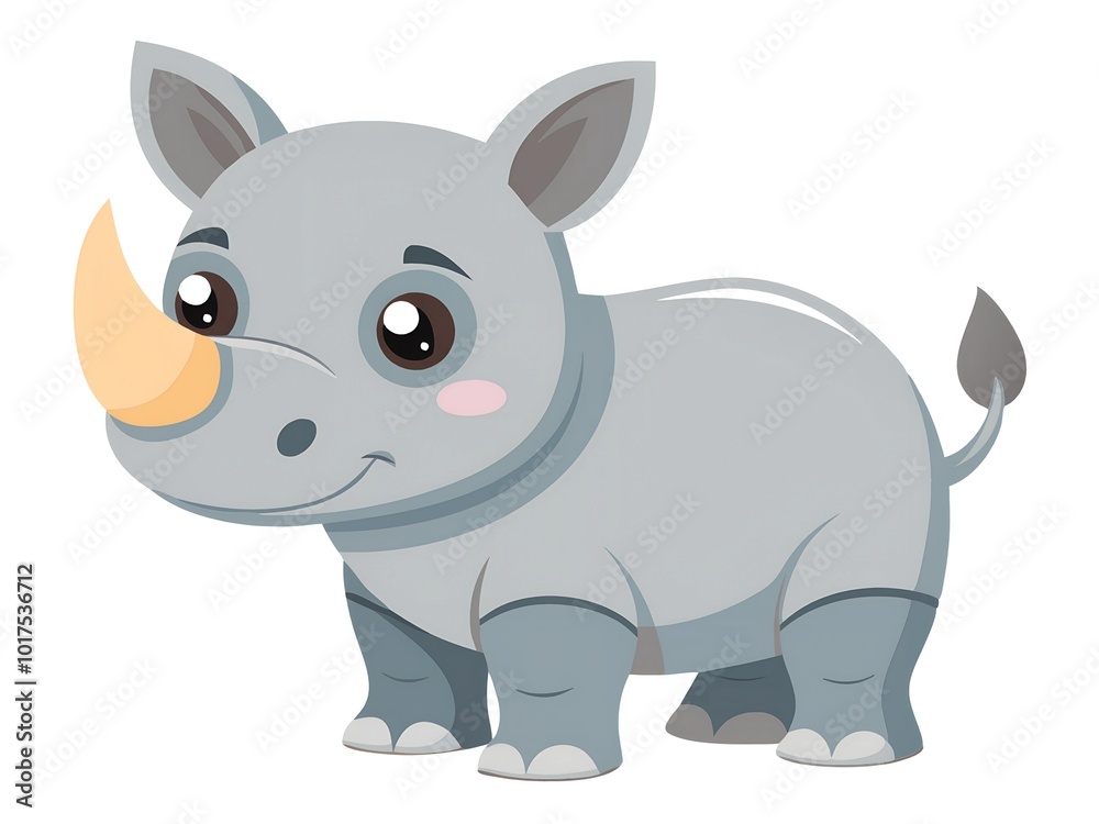 Fototapeta premium Baby rhino cartoon illustration isolated on white background
