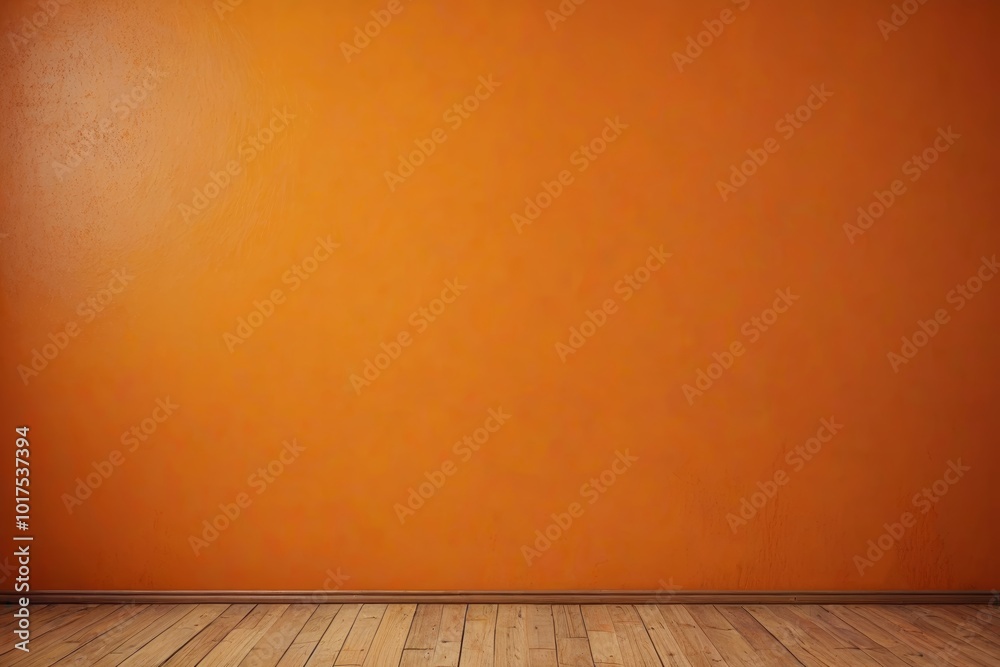 an image of a room with a wooden floor and orange walls an image of a room with a wooden floor and orange walls