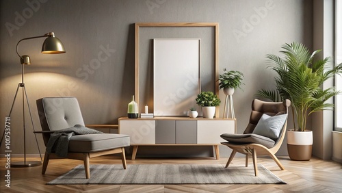 Modern Poster Frame Mockup in Stylish Interior for Home Decor Inspiration