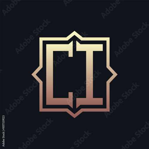 Luxury Initial CI Monogram Logo Design . Elegant Emblem Letter CI Logo Design for Business and Corporate Identity