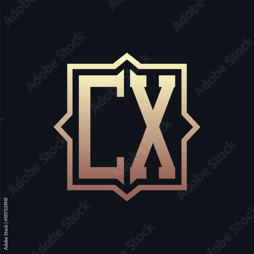 Luxury Initial CX Monogram Logo Design . Elegant Emblem Letter CX Logo Design for Business and Corporate Identity