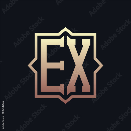 Luxury Initial EX Monogram Logo Design . Elegant Emblem Letter EX Logo Design for Business and Corporate Identity