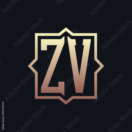 Luxury Initial ZV Monogram Logo Design . Elegant Emblem Letter ZV Logo Design for Business and Corporate Identity