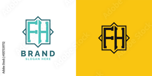 Modern FH Monogram Logo Design. Initial Letter FH Logo, Versatile Branding Suitable for any Brand