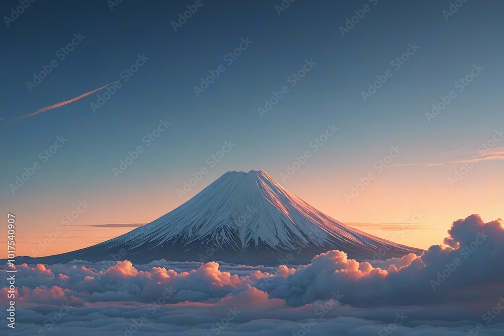 Fototapeta premium arafed mountain with a cloud covered peak in the distance