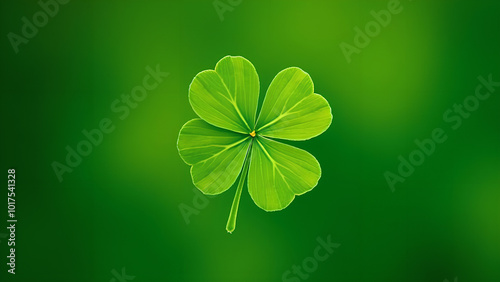 A close-up of a green clover leaf symbolizing luck and nature beauty photo