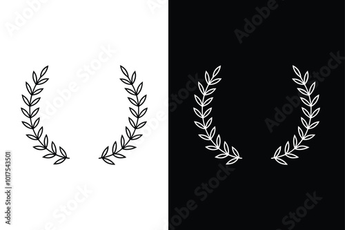 Ornate Lauren Wreath Vector Icons. Beautiful Flat Floral Designs