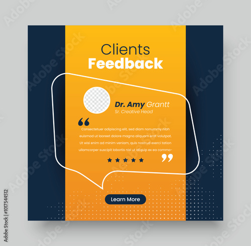 Client feedback review social media post or web banner design, Client feedback review or client testimonial design.