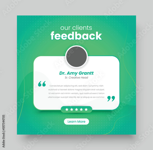 Client feedback review social media post or web banner design, Client feedback review or client testimonial design.