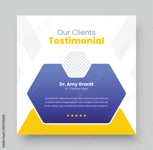 Client testimonials social media post design, Customer feedback review or client testimonial design, client testimonial comment or quote square design.