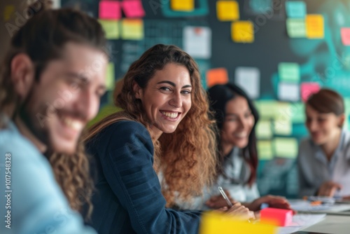 Happy Team Brainstorming in a Creative Office