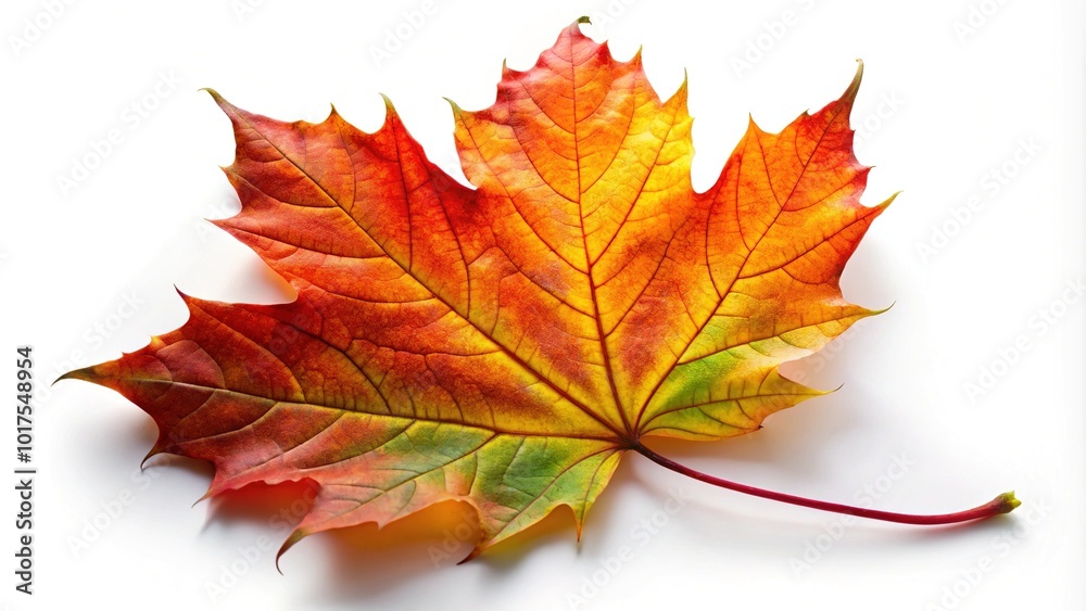 Obraz premium Surreal Autumn Maple Leaf Isolated on White Background for Artistic and Commercial Use