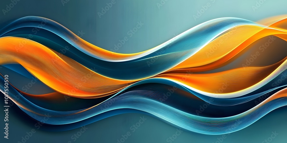 Abstract background, blue, tel and orange with waves, generative ai Abstract background, blue, tel and orange with waves, generative ai