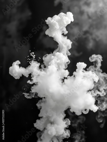 White ink exploding and spreading on black surface Smoke Explosion Backdrop