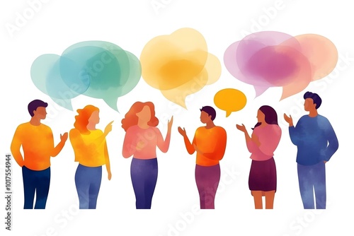 people talking with speech bubbles, communicating and interacting vector illustration clipart