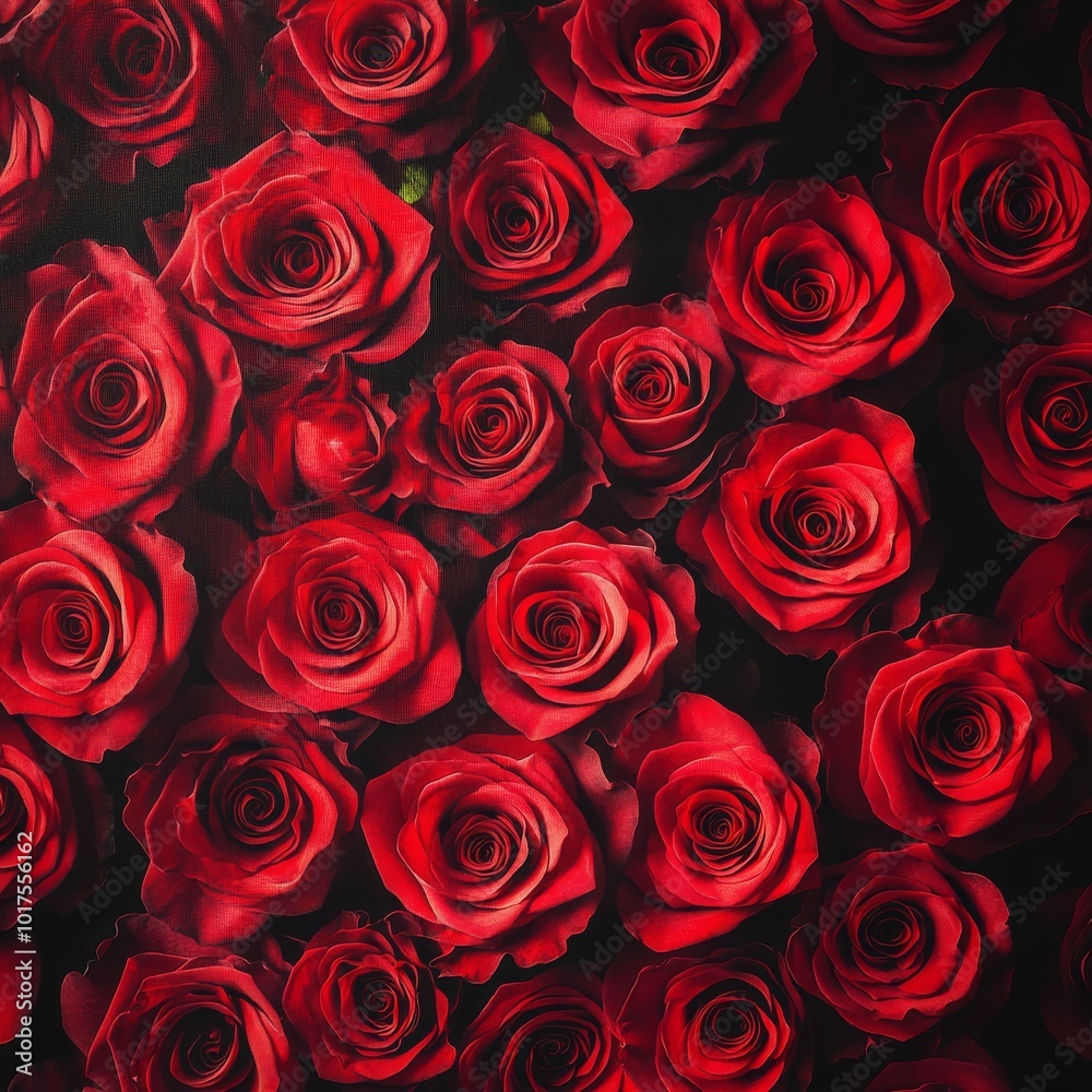 pattern of large live red roses, closely clustered together, occupying the entire area of the photograph, with no leaves and no text. pattern of large live red roses, closely clustered together, occupying the entire area of the photograph, with no leaves and no text.