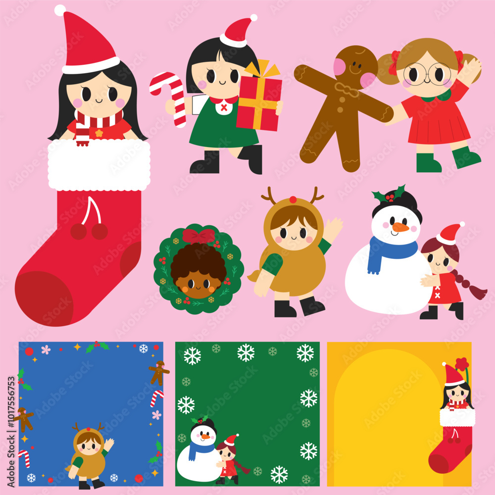 Fototapeta premium CuteKidsChristmas.eps
