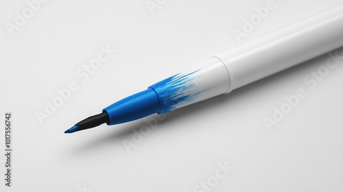 Blue Pen on White Background