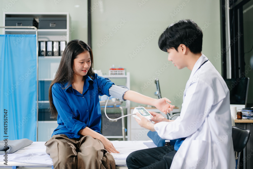 Doctor examining patient with symptoms in a clinic. Medical consultation and healthcare interaction. Doctor examining patient with symptoms in a clinic. Medical consultation and healthcare interaction.