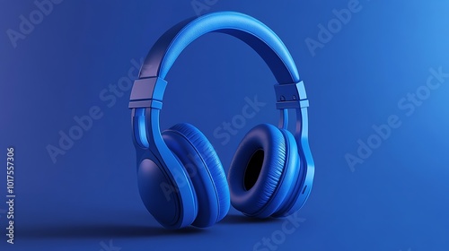 Blue Headphones on a Blue Background photo