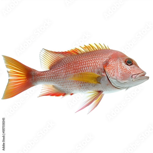 Realistic Red Snapper On Transparent Background. 