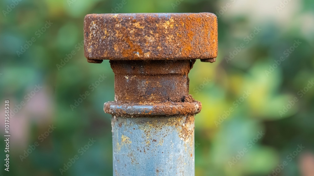 Close up rusty on thread of connection galvanized pipe electric wire pipe in outdoor selective focus