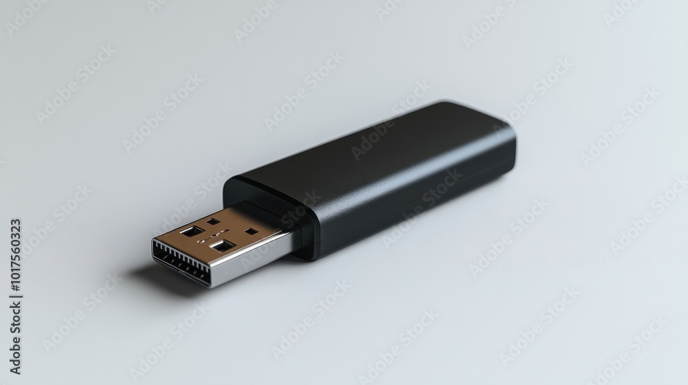 Black USB Drive on a White Background