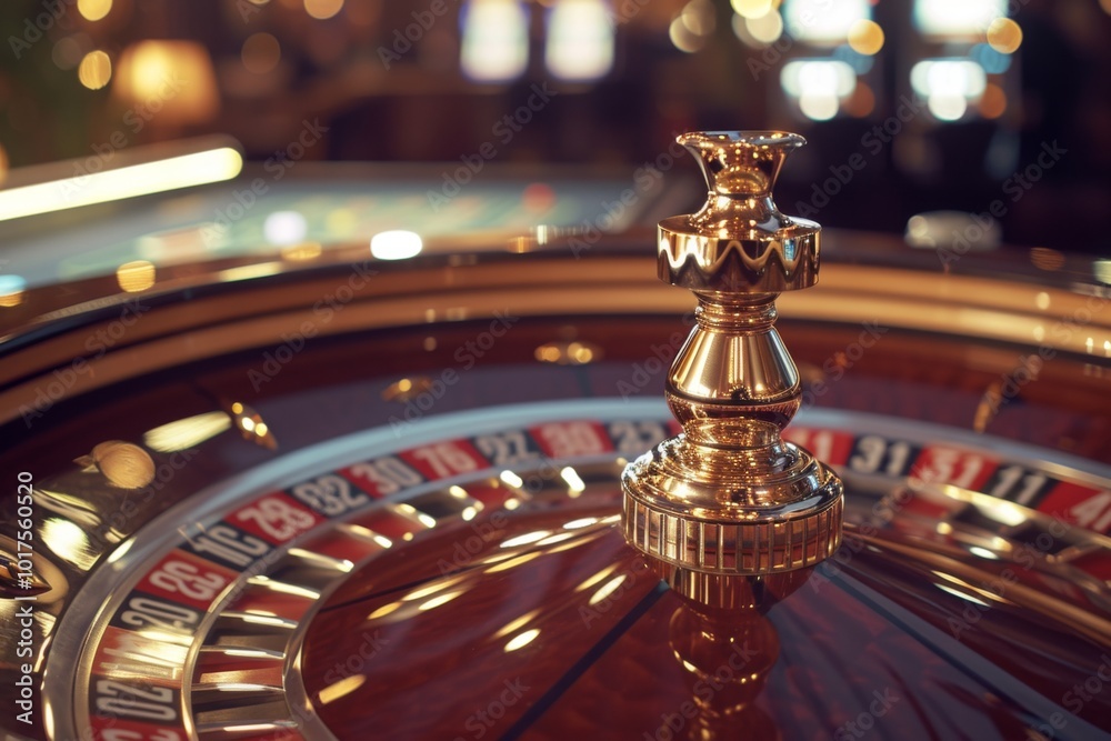 Close-up of a Roulette Wheel in a Casino