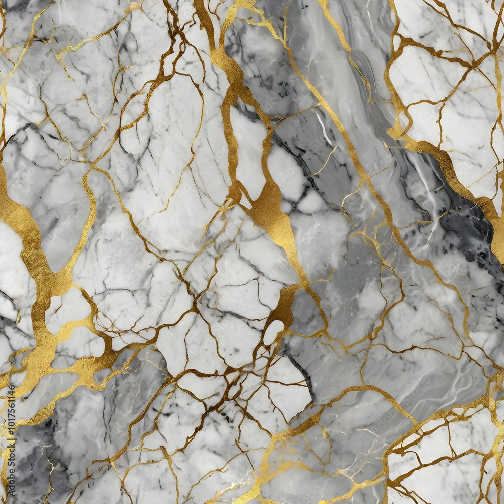Abstract Marble Texture with Gold Veins