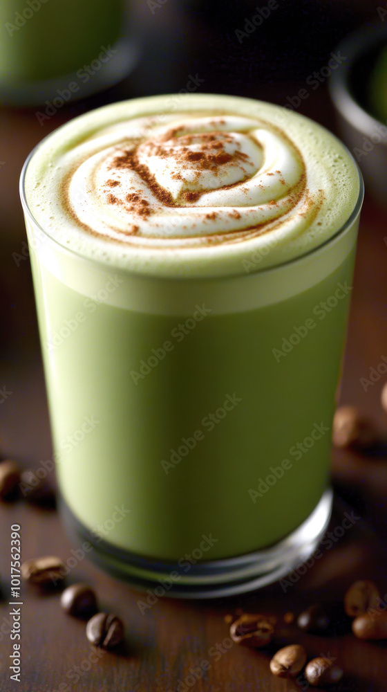 tasty Matcha Latte made from green tea. AI generative.