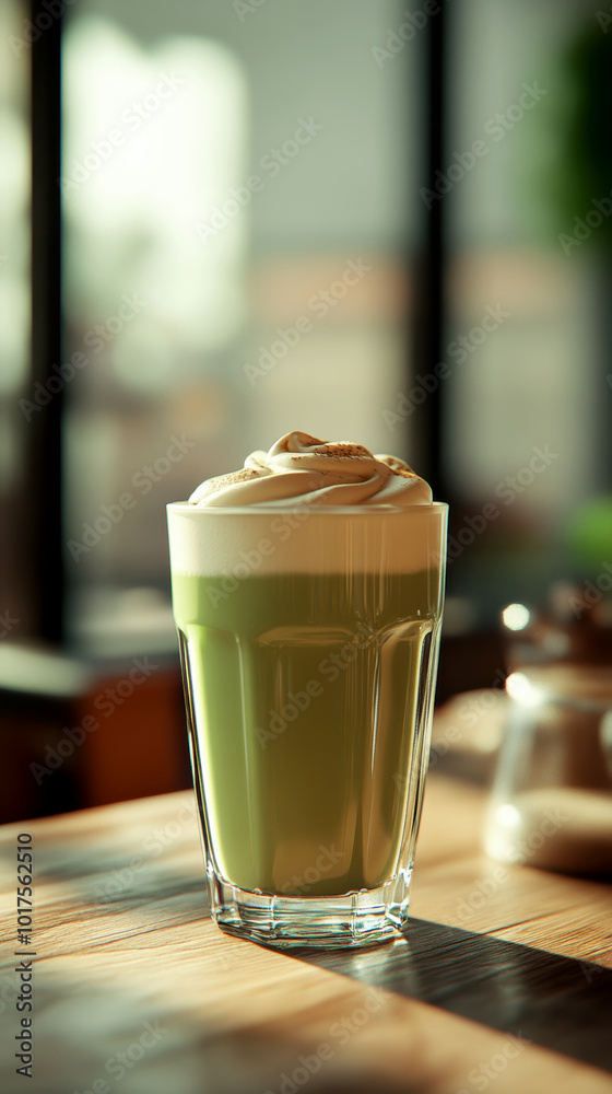 tasty Matcha Latte made from green tea. AI generative. tasty Matcha Latte made from green tea. AI generative.