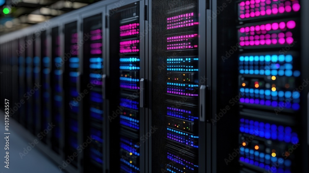 Data Center Servers with Colorful Lights Technology Infrastructure Data Center Servers with Colorful Lights Technology Infrastructure