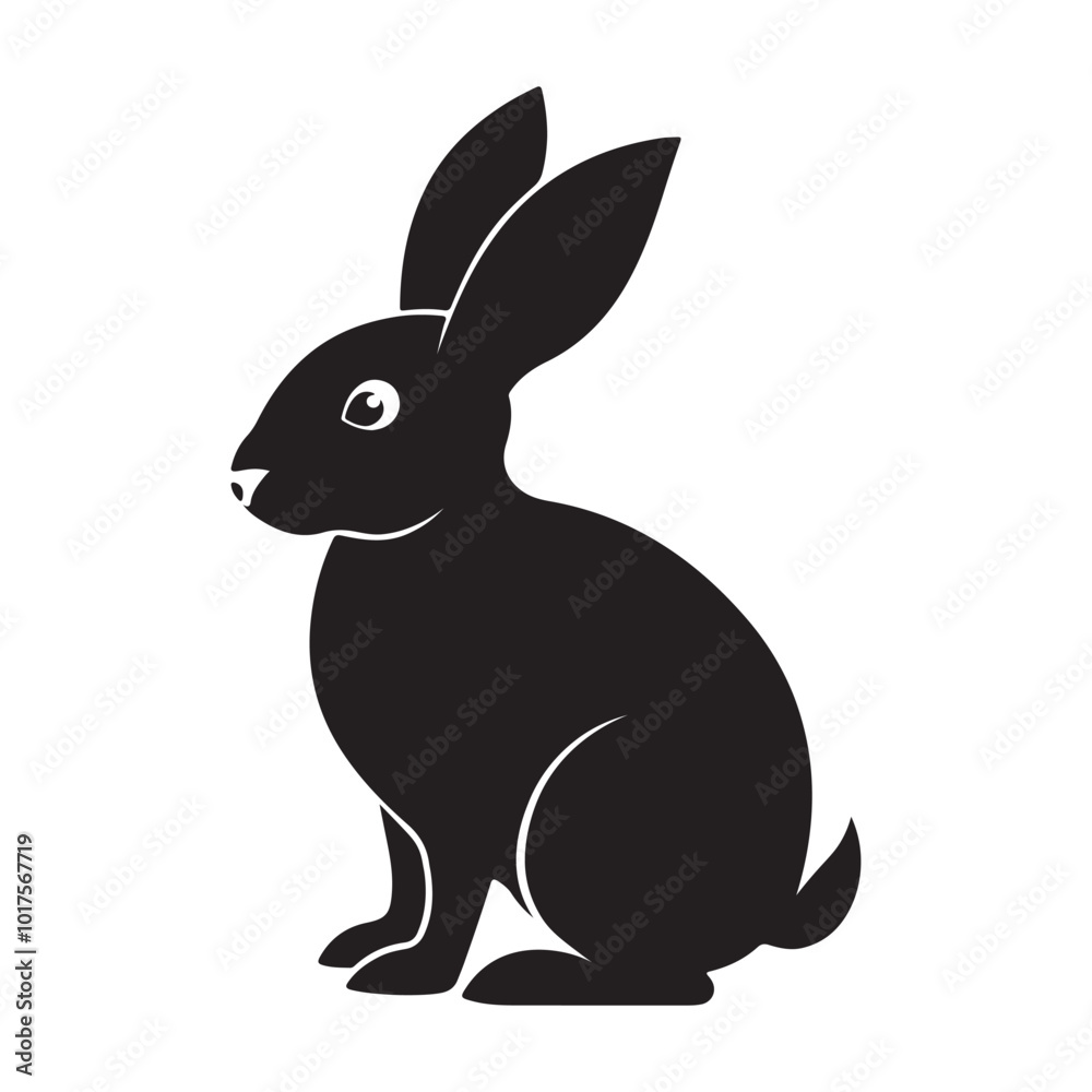 Black bunny silhouette vector illustration isolated on white background. Black bunny silhouette vector illustration isolated on white background.