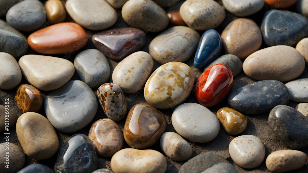 Eye catching pebbles and stones set against floor. Eye catching pebbles and stones set against floor.