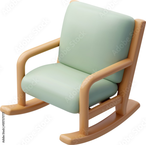 3d Vector Rocking chair, Equipment for elderly concept.