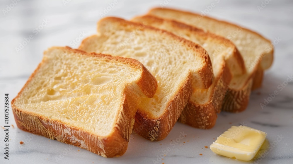 Slices of Freshly Toasted Bread with Butter Slices of Freshly Toasted Bread with Butter