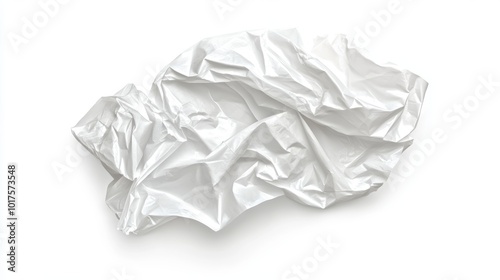 White crumpled plastic bag isolated on white background