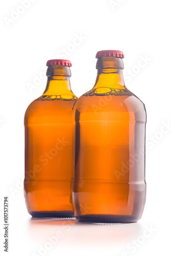 Two bottle beer isolated on white background.