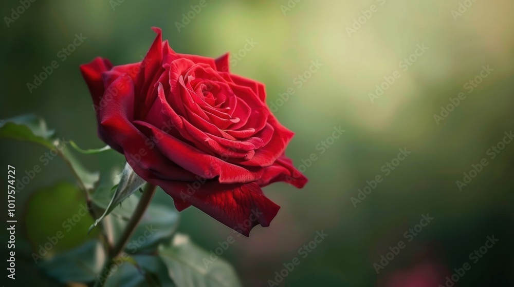 Beautiful Red Rose Blooming in Nature