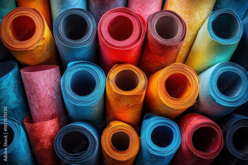 Vibrant Abstract Collage of Colorful Paper Rolls and Plastic Caps – Top View
Vibrant Abstract Collage of Colorful Paper Rolls and Plastic Caps – Top View
