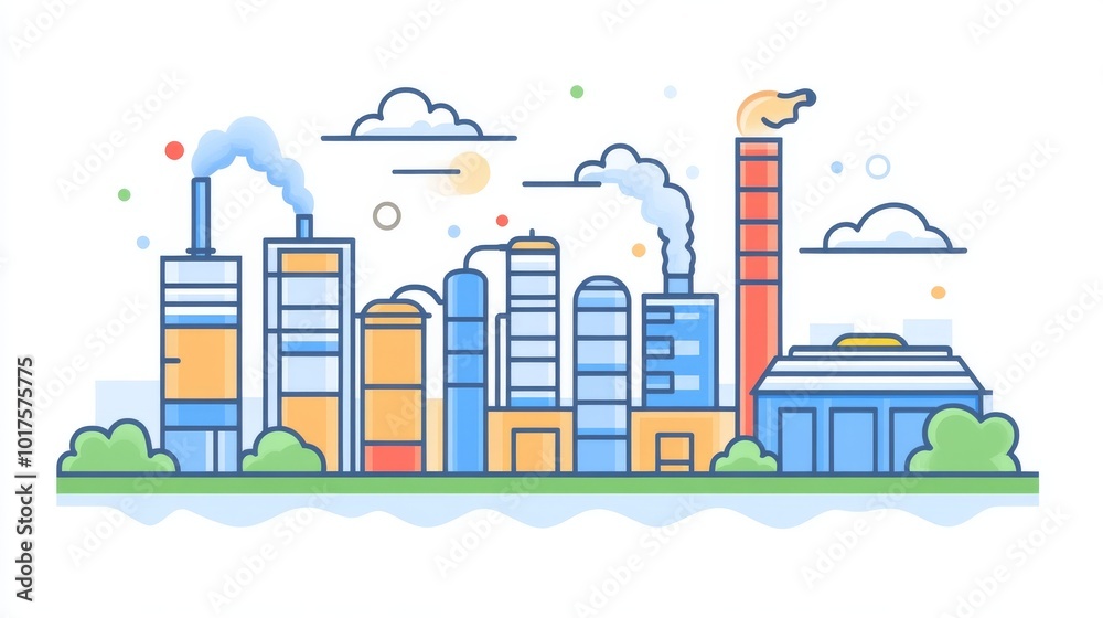 Factory icon illustration for industrial and business concepts. Factory icon illustration for industrial and business concepts.