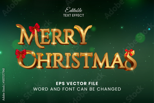 Merry christmas luxury gold editable vector text effect. Luxury gold christmas text style