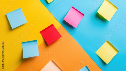 Colorful Sticky Notes on Bright Backgrounds