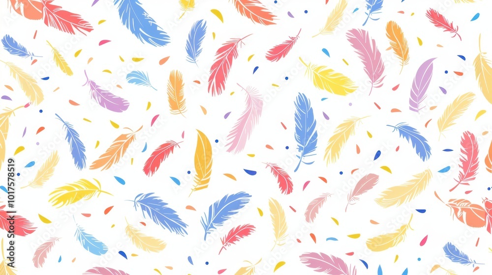 Colorful Feather Pattern on White Background Colorful Feather Pattern on White Background