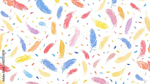 Colorful Feather Pattern on White Background