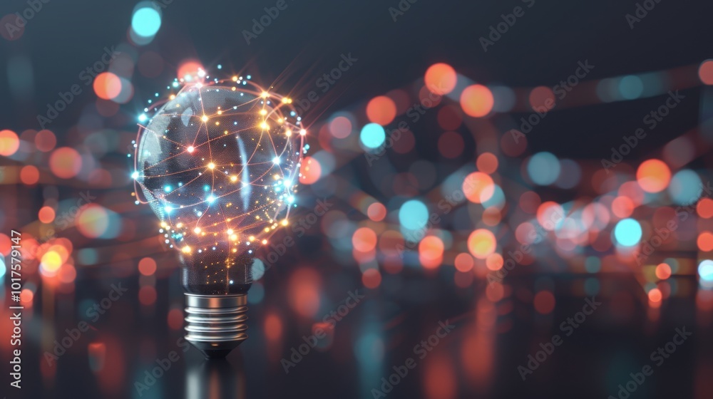 Bright Light with Colorful Connections and Sparks
