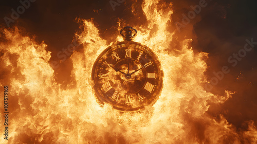 Clock Aflame: Time Consumed by Infernal Embrace photo