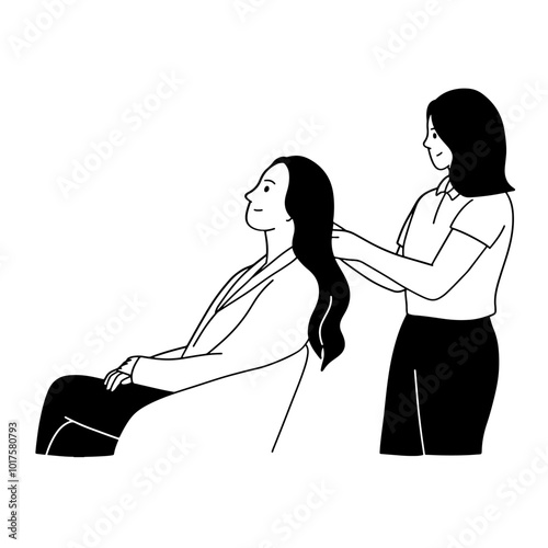 Hairdresser styling hair of a client in a beauty salon