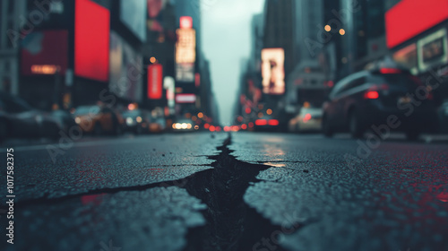 Wallpaper Mural A crack in the asphalt in a busy city street. Torontodigital.ca