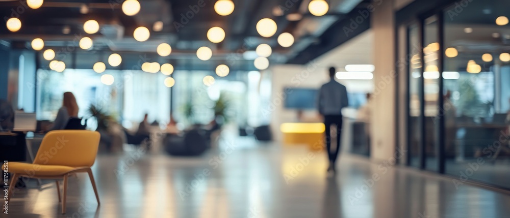 Fototapeta premium Blurred Office Space with People Working